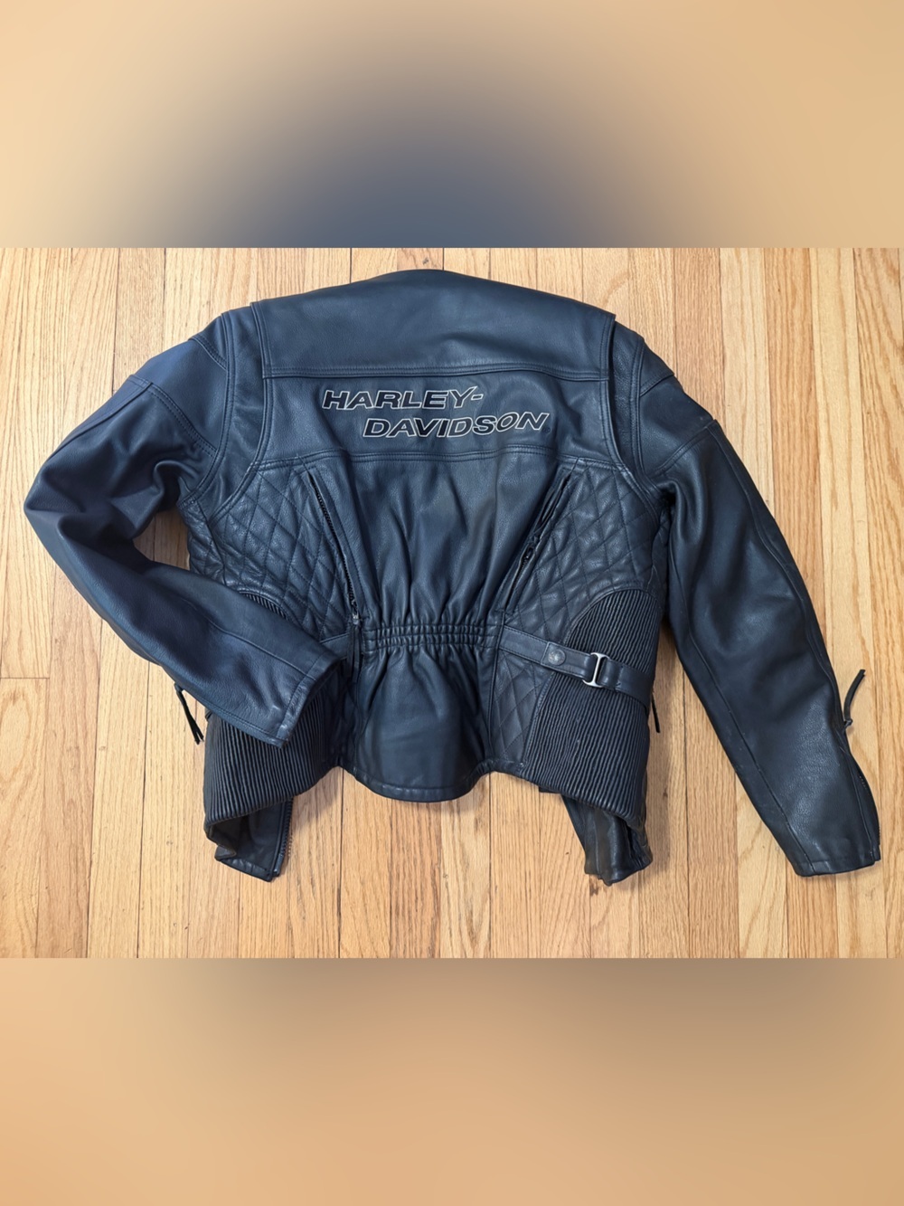 Harley-Davidson Black Quilted Panel Leather Biker Jacket women’s medium